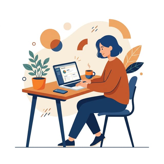 Person working at a desk illustration